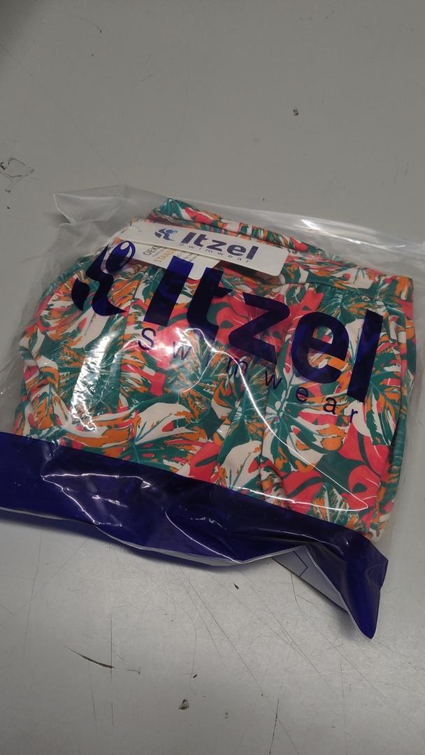 Itzel Women's Ruched Twist Front One Piece Swimsuit Tummy Control Push Up Vintage Retro Bathing Suits Red Flowers Green Leaf 10