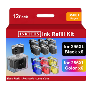 INKHHTS 295XL 286XL Ink Refill Kit for Canon 295XL 286XL Ink Cartridges Compatible with Canon 295 286 PG295XL CL286XL Work with Pixma TS6520 TS4320 TR7120 (12 Pack, 6BK/2C/2M/2Y)