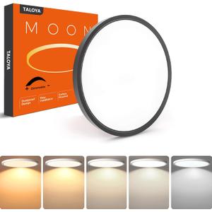 TALOYA Dimmable Flush Mount Ceiling Light,12Inch,20W,5 CCT,LED Ceiling Light Fixture for Bedroom,Kitchen,Living Room,Black