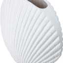 MyGift White Ceramic Flower Vases, 10 inch Pampas Grass Vase, Decorative Shell Shaped Vase for Living Room, Modern Aesthetic Home Decor