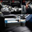 2 Pack Car Gap Filler Organizer with Charger Upgrade LED Seat Gap Organizer Box with Cup Holder Card Slot Larger Storage Space Reducing Item Loss