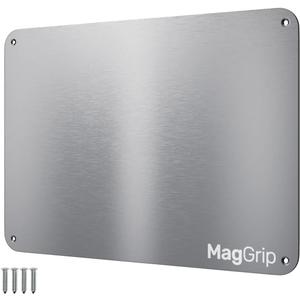 9 inches x 6.5 inches Stainless Steel Plate for Magnets, 3M Adhesive Back, Mounting Screws, Ideal for Magnetic Shelf, Spice Holders, Fridge Magnets. Mount Anywhere! (Silver, 1 Pack)