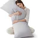 Bedsure Body Pillow Cover, Cooling Body Pillow Pillowcase for Hot Sleepers, Rayon Derived from Bamboo, PureWoven Silky Soft Long Pillow Case Cover with Envelope Closure, Light Grey, 20x54 Inches