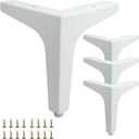 6 inch White Metal Furniture Legs Set of 4, Triangle Metal Furniture Feet, DIY Replacement for TV Stand, Sofa, Dresser, Cabinet, Vanity (White)