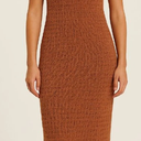 BTFBM Womens Knit Bodycon Midi Dress Casual Sleeveless See Through Cover Up Dresses Crew Neck Slit Tank Summer Dresses, Brown, Size: L