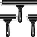 3 Pack Printmaking Brayers - Premium Brayer Rollers for Crafting, Hard Rubber Roller Brayers, Vinyl Roller Ink Paint Brush for Wallpapers Stamping Gluing Application (2.4, 4, 7.9) (Black)