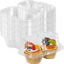 2 Count Cupcake Containers 25 Pack Cupcake Holder with Connected Airtight Lid Cupcake Boxes for 50 Cupcakes Muffins, BPA Free, Standard Size