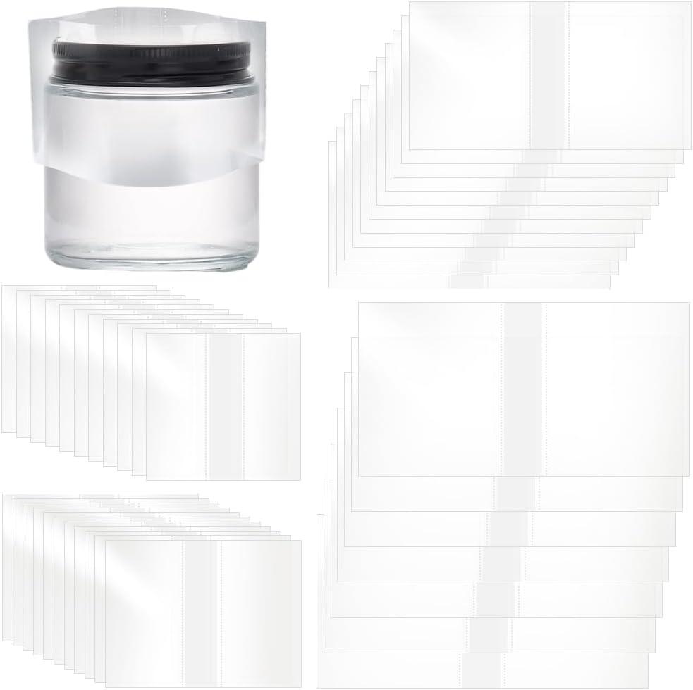 400Pcs 4 Styles Clear Heat Shrink Wrap Bags Rectangle PVC Sheer Small Seal Bag Plastic Heat Sublimation Film Waterproof Packaging for Soap Sleeve Homemade DIY Projects Candles Gifts Supply