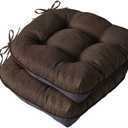 Chair Cushions for Dining Chairs, Seat Cushions for Kitchen Chairs, Indoor Seat Cushions with Ties, Tufted Foam Chair Pads, Non Slip Chair Cushions Set of 2, 15.5" x 15.5" x 4", Brown