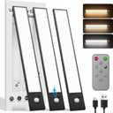 8inch Rechargeable under cabinet lighting ,56 LED -3 Color& 7 Levels Motion Sensor Light Indoor,1800mah Dimmable Magnetic Cabinet Lights, Punch-Free smart Sensor Magnetic Rechargeable led Lights