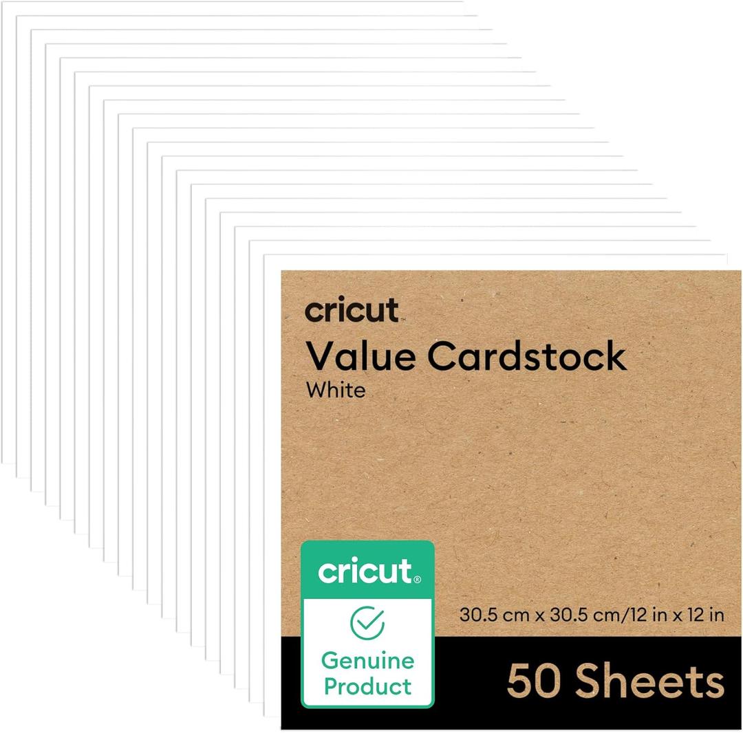 Cricut® Value Cardstock, White - 12 in x 12 in (50 Sheets)