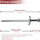 2-Pack 28 Inch Legendary Excalibur Foam Swords Medieval Knight Replica with Metallic Finish & Plastic Inner Core Halloween, Cosplay, Costume, Display