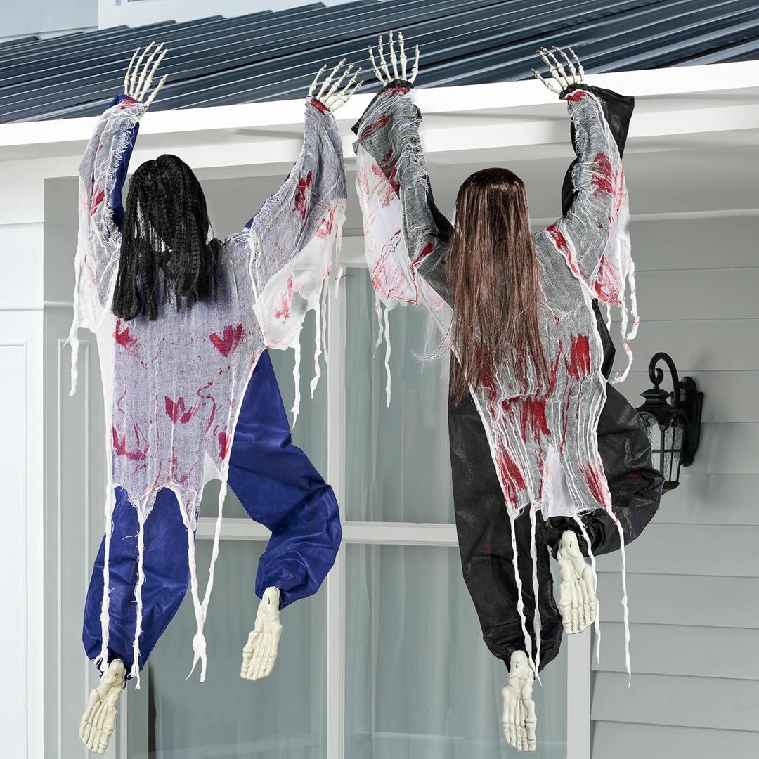 JOYIN 47" Halloween Climbing Zombies Wall Decoration Outdoor (2 Pcs), Halloween Zombie Undead for Haunted House Prop, Yard Patio Wall Decoration Party Supplies