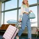 Lekesrping Underseat Carry On Luggage for Women, 16 Inch Stylish Lightweight Under Seat Carry on Suitcase with Multi-Compartment Layers & 360 Wheels for Airline TAS approved, Light Pink