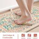 Collive Kitchen Mats for Floor, Cushioned Anti Fatigue Mat Pink Floral Rugs Non Skid Waterproof Sink Rug, Memory Foam Comfort Standing Mat for Office, Laundry, Desk, 2'x6'