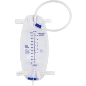 3 Pack Easy-Tap Catheter Leg Bag Urinary Drainage Bag, 1000ml, Anti-Reflux Valve, Cloth Straps, Easy Flip Drain 18 Tubing