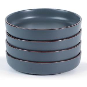 famiware Mercury Pasta Bowls Set of 4, 33 oz Large Salad Bowls, Ceramic Pasta Plates Bowls, Serving Bowls for Kitchen, Microwave & Dishwasher Safe, Charcoal