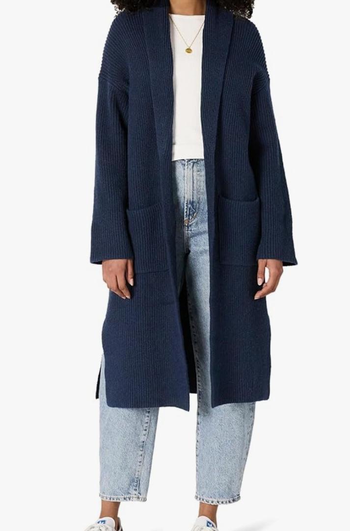 Amazon Essentials Womens Oversized-Fit Cotton Blend Heavyweight Texture Stitch Long Cardigan Sweater, S