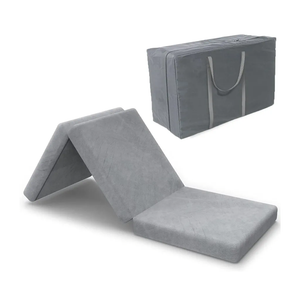 SINWEEK Tri Folding Mattress Foam Topper 4" Thickness Floor Cot Mattress, Guset Bed with Removable&Machine Washable Cover and Lining, CertiPUR-US Certified 25 x 75 Inch, Gray 