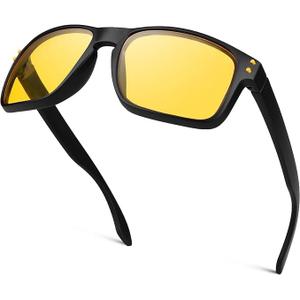 Night Driving Glasses for Men Women, Classic Square Sunglasses Anti Glare Polarized HD Night Vision Glasses