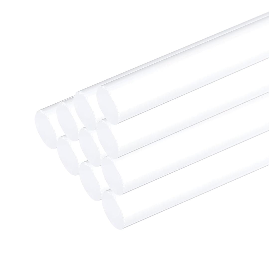 MECCANIXITY 10pcs Acrylic Round Rods 3/8" x 12" Clear Acrylic Dowel Rods Sticks Plastic Sticks Strip for DIY Crafts Lighting Gardening Decorations - 10mm x 300mm