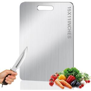 Titanium Cutting Board for Kitchen, Stainless Non Stick Chopping Board, Upgrade Double Sided Food-Grade Titanium Board for Kitchen for Meat Cheese Vegetable (Large)
