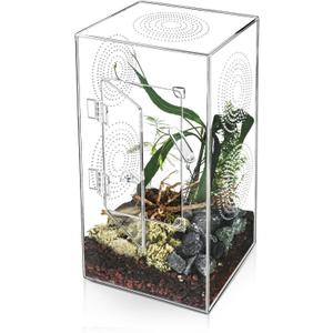 Jumping Spider Enclosure - 11.7x6x6 Inch Large Acrylic Terrarium for Tarantulas - Reptile Tank With Front Opening Door - Habitat Accessories