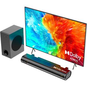 Hiwill 2.1CH Dolby Atmos Soundbar with Subwoofer, 200W Peak Power, Home Theater Sound Bar for Smart TV, Adjustable Treble and Bass, Clear Dialogue, HDMI eARC/ARC/Opt/BT/AUX, HiElite A21