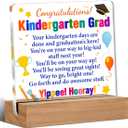 Kindergarten Graduation Gifts for Boys Girls, Happy Kindergarten Graduation Gift Acrylic Sign, Grad Gifts for Him Her Son Daughter, Funny Desk Decor 4 x 4 Inches