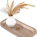 Wooden Decorative Tray, 13.95.9" Oval Distressed Boho Coffee Table Tray Decor, Kitchen Dining Table Trays Farmhouse Home Decor, Wood Beaded Rustic Trays for Living Room, Bathroom (Golden Brown)