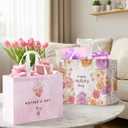 STYPOP 6 Pack 13" Large Mothers Day Gift Bags with Tissue Paper, Reusable Non-Woven Pink Gift Bags with Handles, Mothers Day Gifts for Mom/Grandma/Friends, 12.8"*10.2"*6.3"