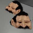 Novelty Cheerful Grin Grandpa Half Head Latex Mask, Pack Of 2