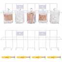 2 Pack Wall Mounted Sundry Jars Organizer Rack, Metal Storage Shelf Holds 5 Containers(Jars Not Included), Bathroom Wall Shelf for Salon, Clinic & Lab, Space Saving Apothecary Holder