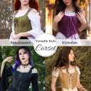 SCARLET DARKNESS Women's Renaissance Corset Tops Vintage Lace Up Overbust Bustier Bodice (Blue, M)