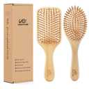VICKYLEE Natural Wooden Hair Combs set 2 in 1 Bamboo Bristle Detangling Hairbrush for Elderly Adults,Man,Woman Reduce Frizz, Massage Scalp for Straight Curly Wavy Dry Wet Thick or Fine Hair