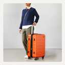 Amazon Basics 26" Hardside Medium Checked Luggage, Expandable Hardshell Suitcase with Wheels, Scratch-Resistant Surface, Four Multi-directional Wheels, Orange