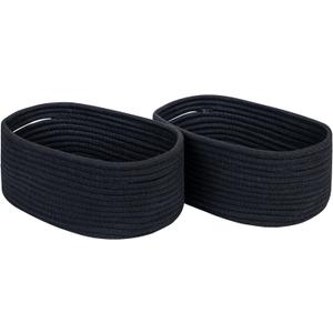 CubesLand Cute Black Basket Bins,Small Woven Storage Baskets for Shelf,Baby Nursery Basket Bin,Cube Organizer Basket Bin,Soft Toys Storage Basket,Home Decor Organization Bins 12 x 8 x 5 inches