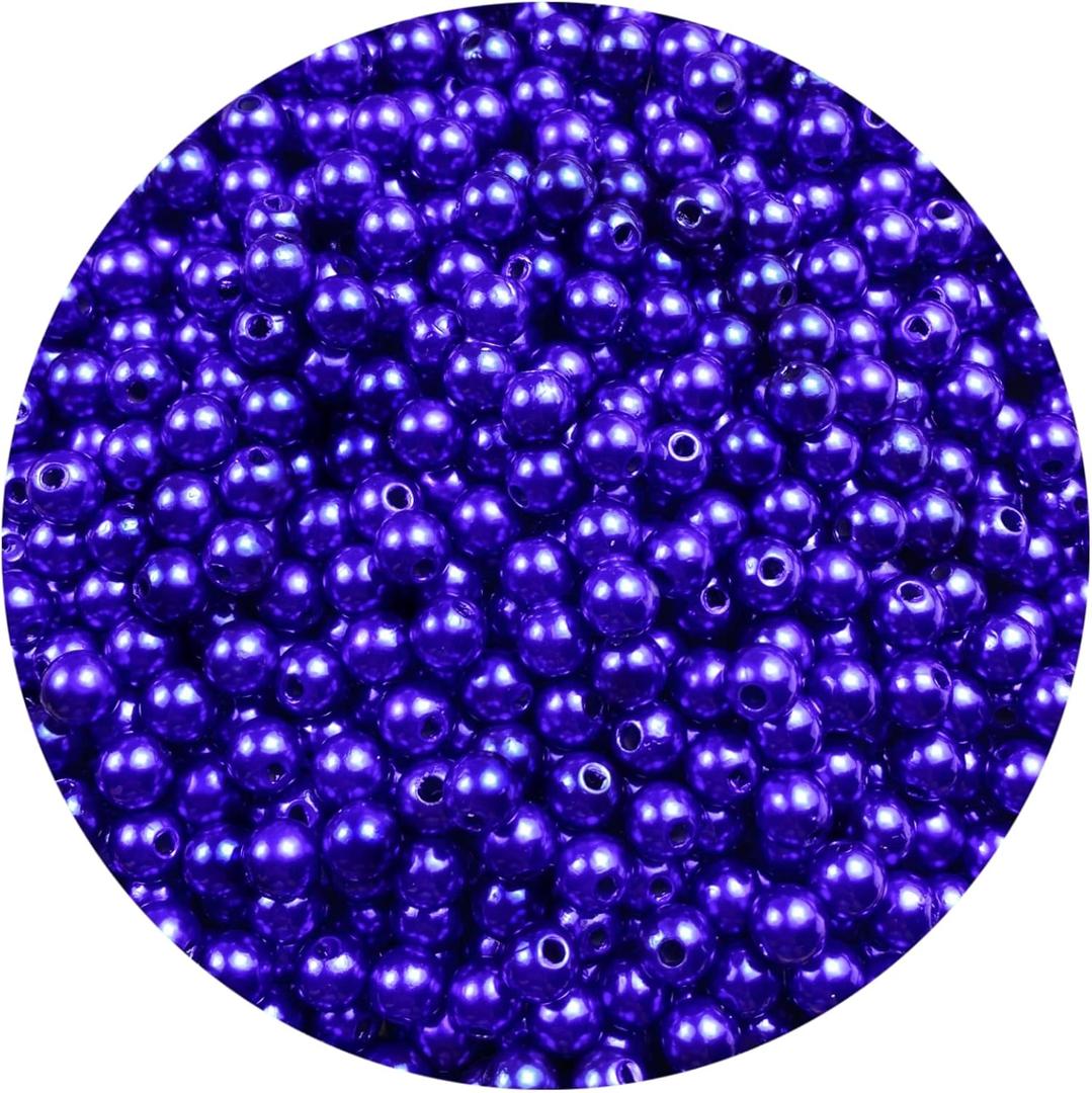 1000 Pcs Pearl Craft Beads - Loose Pearls, 6mm Round Spacer Beads for Earring, Bracelet, Necklace, Key Chains, Jewelry DIY Craft Making, Decoration and Vase Filler (6mm, Royal Blue)