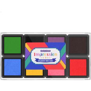 CraftyManor Mini 8 Color Pigment Ink Pads for Stamps, Fingerprint InkPads, Stamp Pad for Scrapbook Paper & Wood & Clothing & Letter & Archival