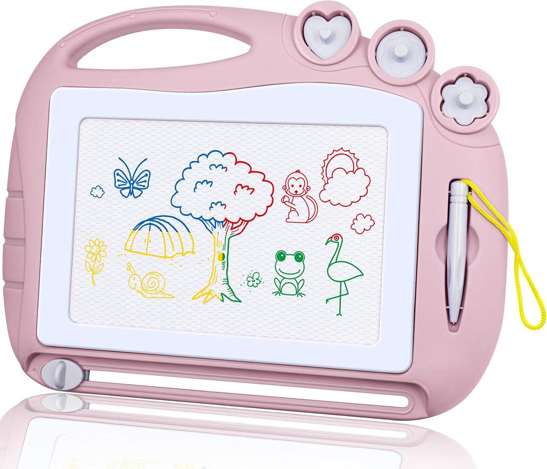 AiTuiTui Magnetic Drawing Board Toddler Toys for Girl Gifts, Erasable Doodle Sketching Writing Pad Travel Games for Kids in Car, Early Education Learning Skill Development Toys for Toddlers (Light Pink)