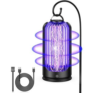 Flying Insect Trap, Bug Zapper for Indoor Outdoor, Rechargeable Mosquito Zapper with 3600V High Powered, Electric Pest Control Insect Fly Zapper Can Attract Gnats, Mosquitoes, Flies, Moths