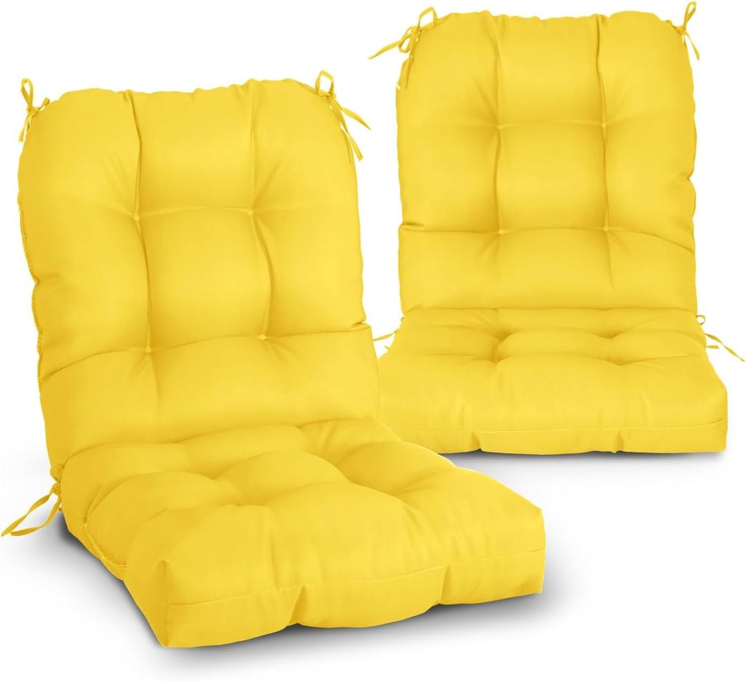 EAGLE PEAK Tufted Outdoor/Indoor Seat/Back Chair Cushions, Set of 2, 42'' x 21'', Yellow