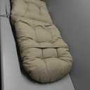 RACE LEAF Outdoor Rocking Chair Cushion 44x19 Inch Tufted Khaki Cushion Waterproof UV Resistant with Elastic Straps & Non-Slip Ties for Adirondack Patio Furniture 1-Pack