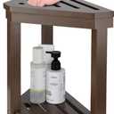 Boulphia Shower Foot Rest 14in, Acacia Wood Shower Stool for Shaving Legs (Walnut)