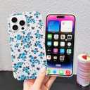 J.west Magnetic for iPhone 16 Pro Case 6.3" Soft Slim Floral Women Phone Case Compatible with MagSafe Aesthetic Protective Cute Flowers Design Cover for Girls Teal Blue