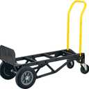 Harper Trucks PGDY8635P 700 lb Capacity Glass Filled Nylon Convertible Hand Truck and Dolly with 10" Flat-Free Solid Rubber Wheels,Black with Yellow Handle