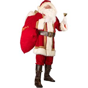Watato Santa Suit Adults Men Santa Claus Costume 10Pcs Deluxe Professional Velvet Adult Christmas Outfit Holiday Cosplay Set (Large)