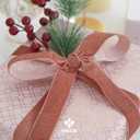 MEEDEE Rose Gold Velvet Ribbon 1 Inch Single Face Nylon Velvet Ribbon 2 Rolls 20 Yards Pink Christmas Ribbons for Christmas Tree, Gift Wrappig, Rustic Wreath, Velvet Bow Making, Home Decor