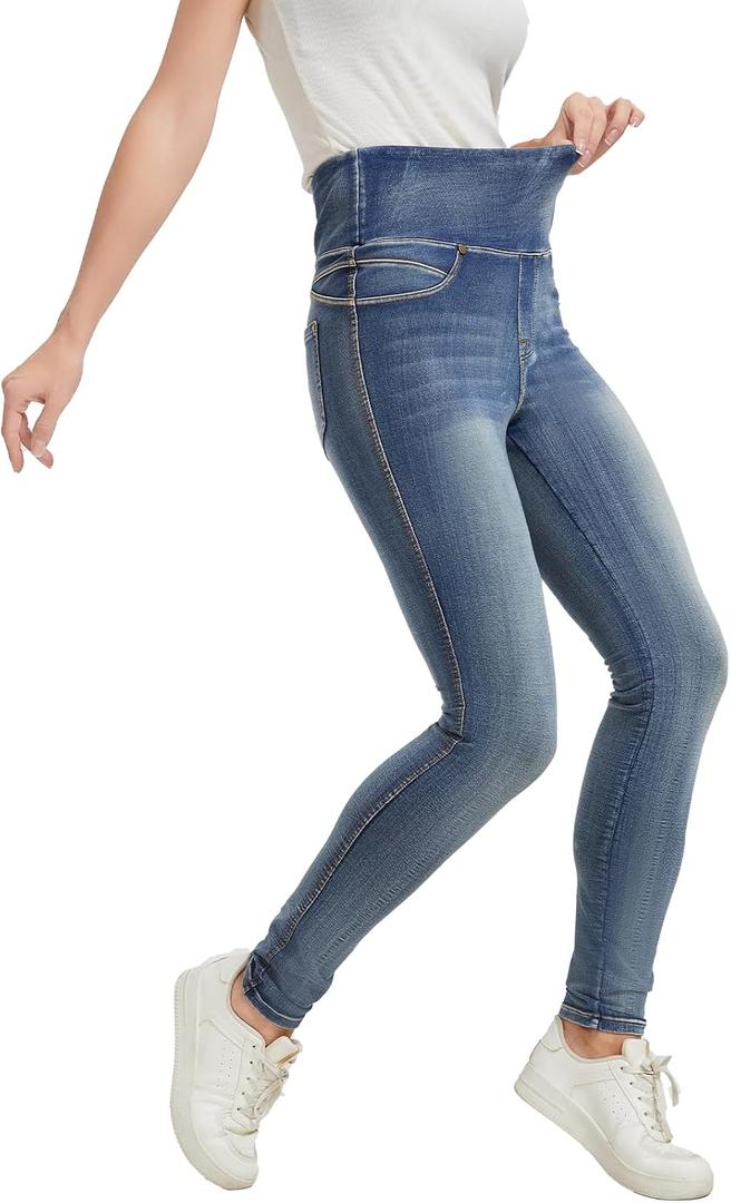 High Waisted Jegging for Women Premium Stretch Slim Fit Jeans Tummy Control Comfort with Everyday Casual Style (Medium, Kyal-20240003-light Navy)