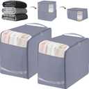 Compression Storage Bags for Down Comforters, Foldable Reusable Organizers for Down Coats, Clothes, Bedding, Blanket, Self Compression Packing Cubes Space Saver Bags with Dual Zipper, 2 Pack 136L Gray (XX-Large)